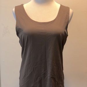 Basic Wide Strap Tank Top Sleeveless Shell Taupe Large NWT